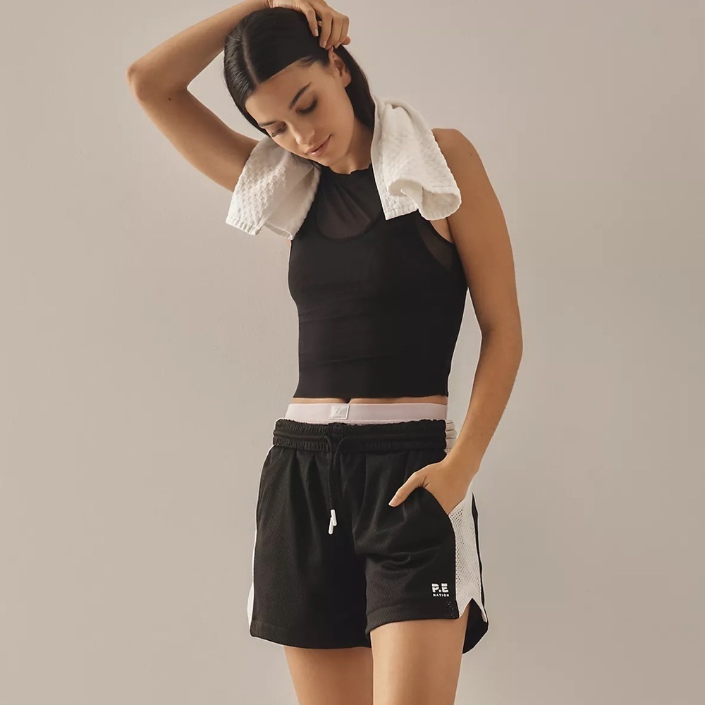NWT! Anthropologie Black and White PE Nation Sonic Shorts - Size Small 🪝